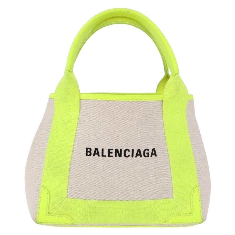 Balenciaga Canvas Navy Cabas XS Handbag Yellow